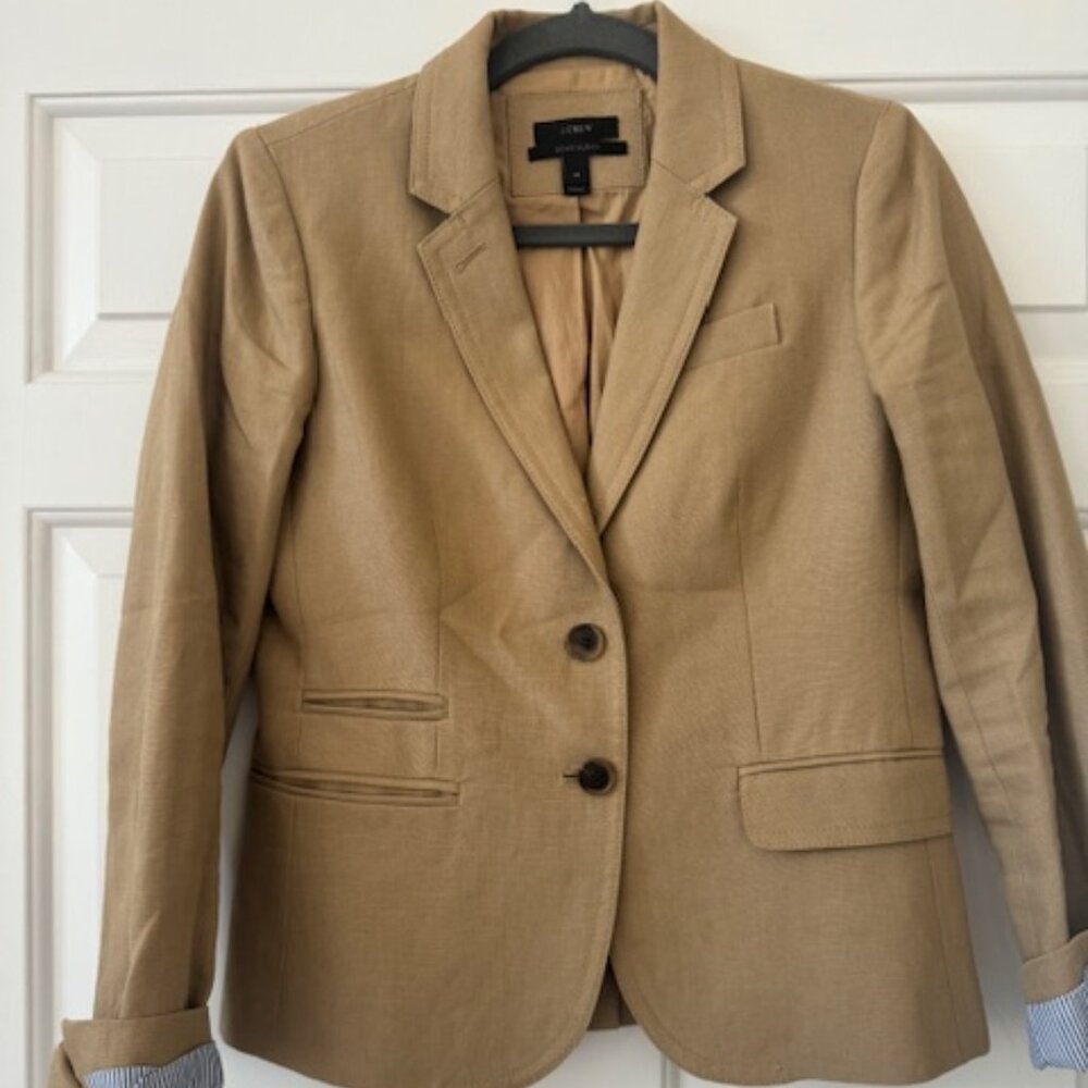 J. Crew "Schoolboy" Indigo 100% Linen Blazer US4